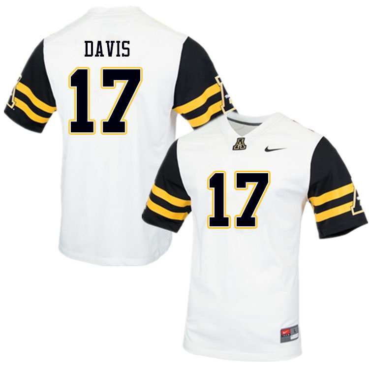 Men #17 Dashaun Davis Appalachian State Mountaineers College Football Jerseys Sale-White